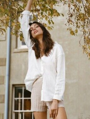 Spell Basic Linen Blouse White Linen